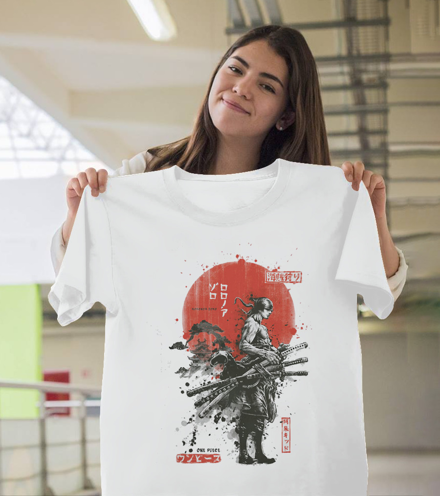 Roronoa Zoro Wano Arc Samurai Swords One Piece Anime Kanji T-Shirt
