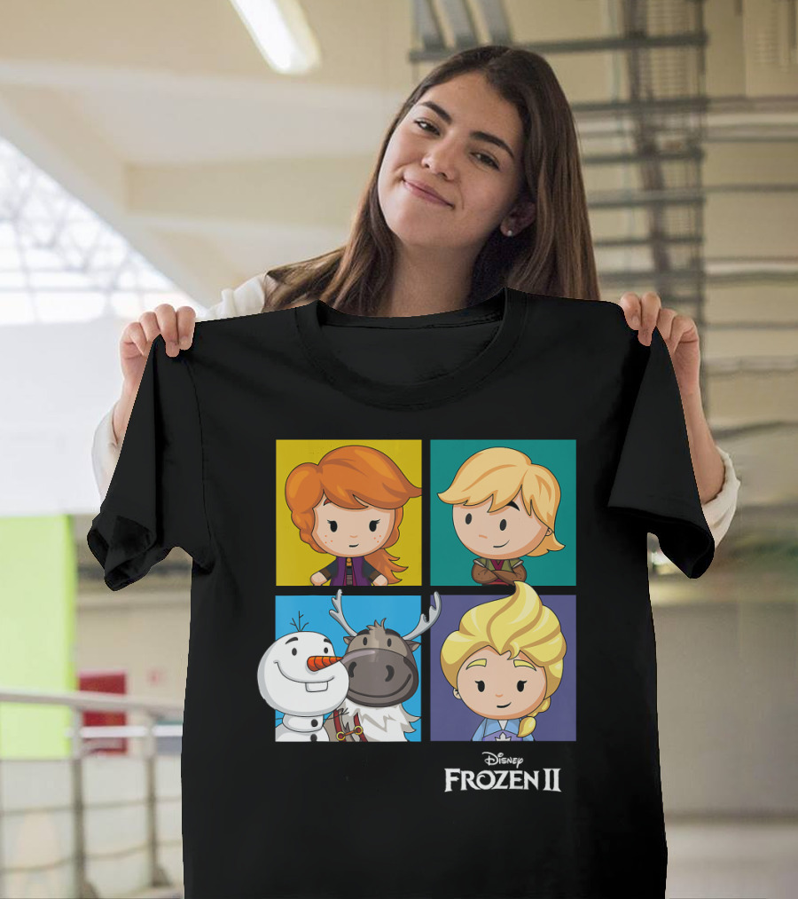 Disney Frozen 2 Chibi Character Panels Elsa Anna Olaf Kristoff Sven T-Shirt