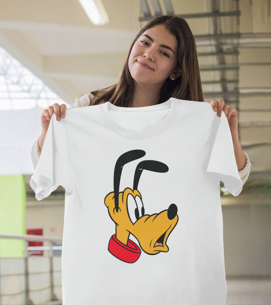 Disney Mickey And Friends Pluto Big Face With Red Collar T-Shirt