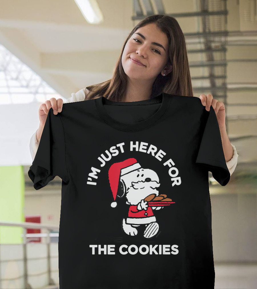 I'm Just Here For The Cookies Peanuts Snoopy Santa T-Shirt