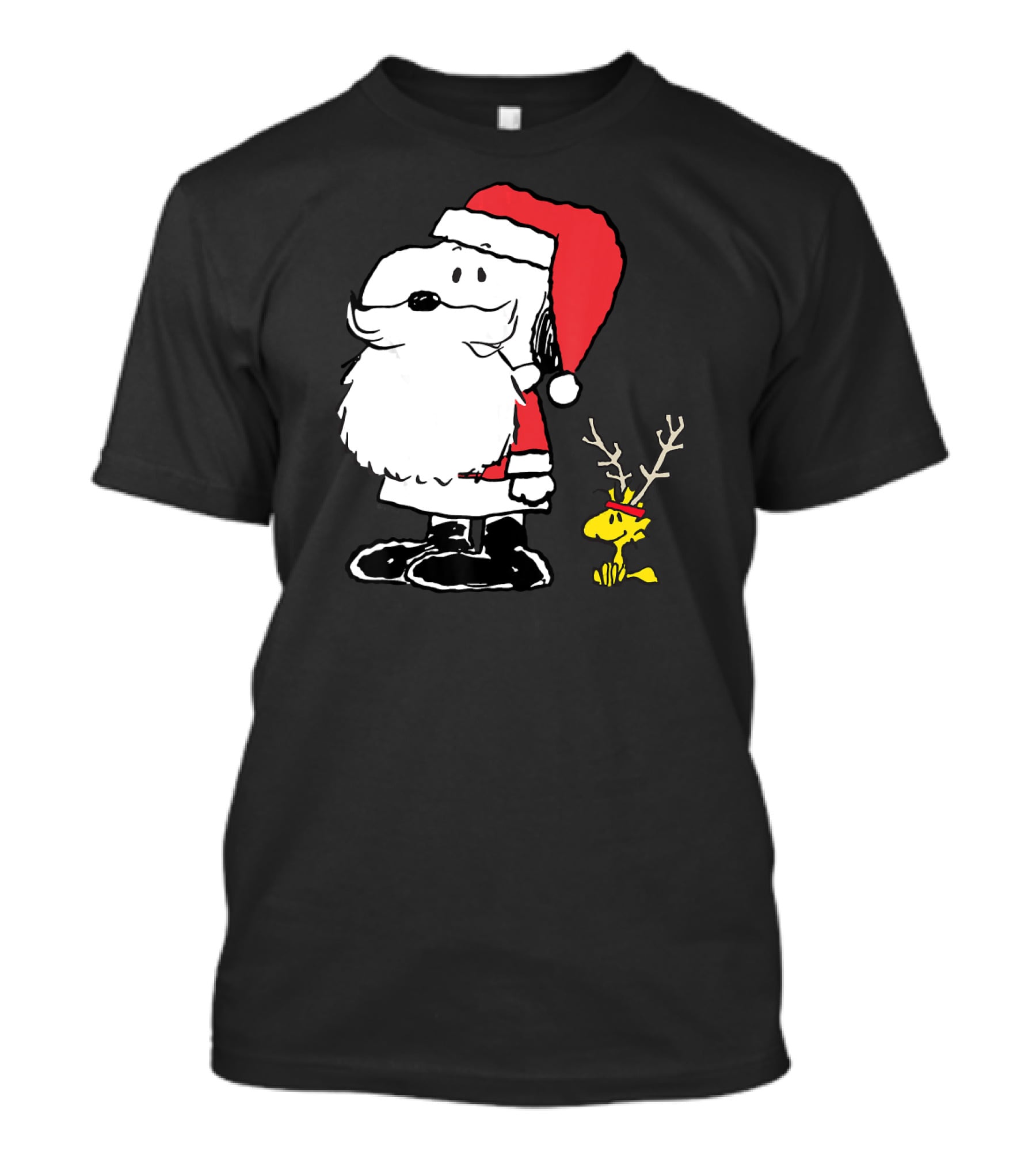 Peanuts Snoopy And Woodstock In Santa And Antlers Holiday Shop T-Shirt