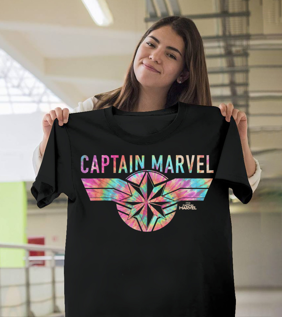 Captain Marvel Tie Dye Logo Banner Marvel Studios T-Shirt