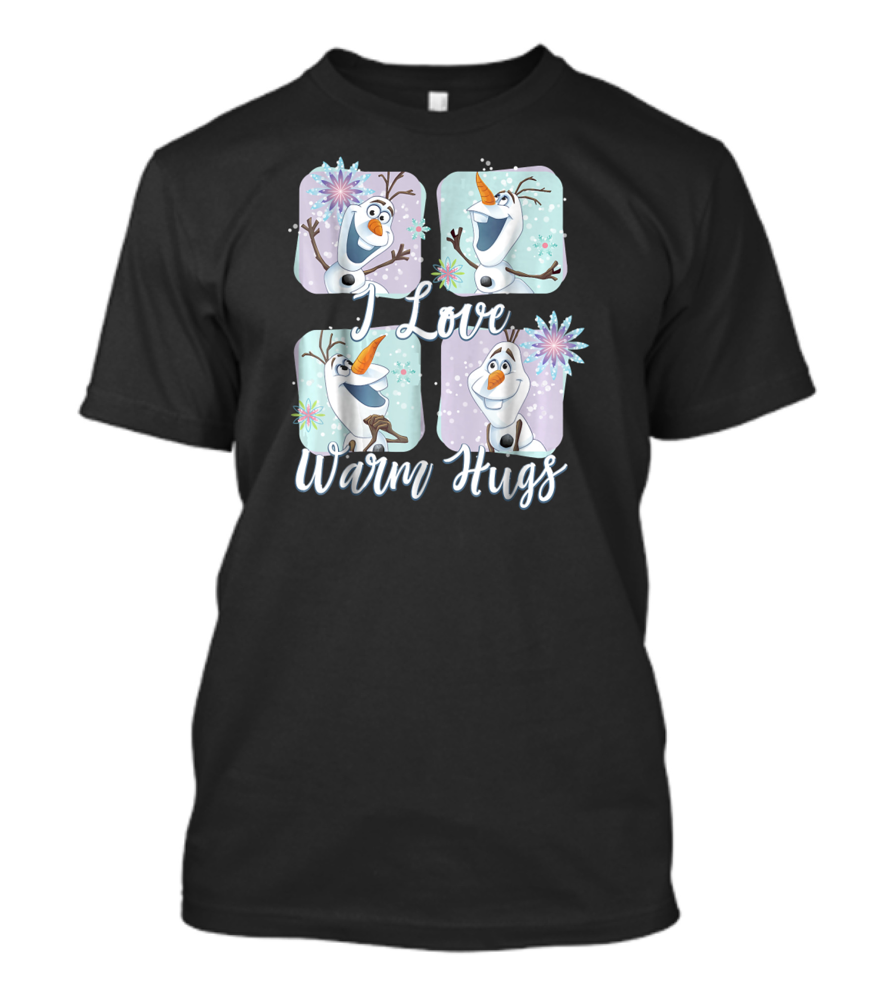 Disney Frozen Olaf I Love Warm Hugs Colorful Snowflakes T-Shirt