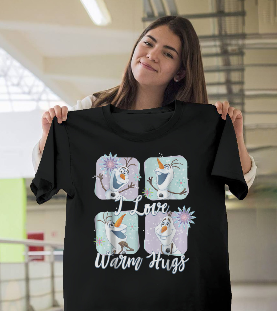 Disney Frozen Olaf I Love Warm Hugs Colorful Snowflakes T-Shirt