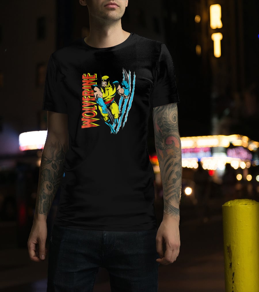 Wolverine X Men Vintage Claw Slice Marvel T-Shirt