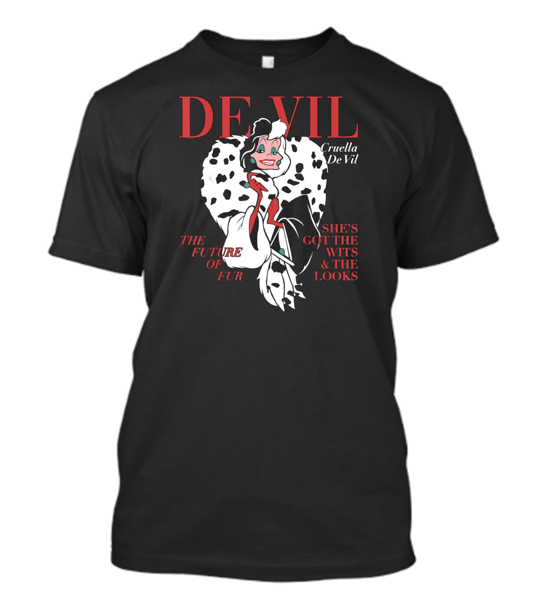 Cruella De Vil Magazine Cover The Future Of Fur She's Got The Wits And Looks Disney Villains T-Shirt