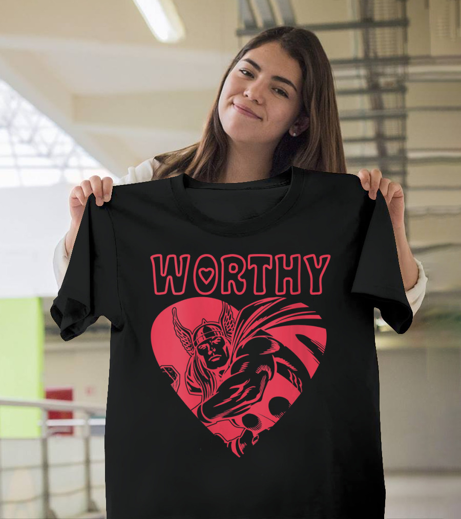 Marvel Valentine's Day Thor Avengers Worthy Heart T-Shirt