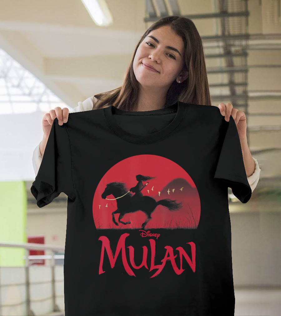 Disney Mulan Live Action Red Sunset Horseback T-Shirt