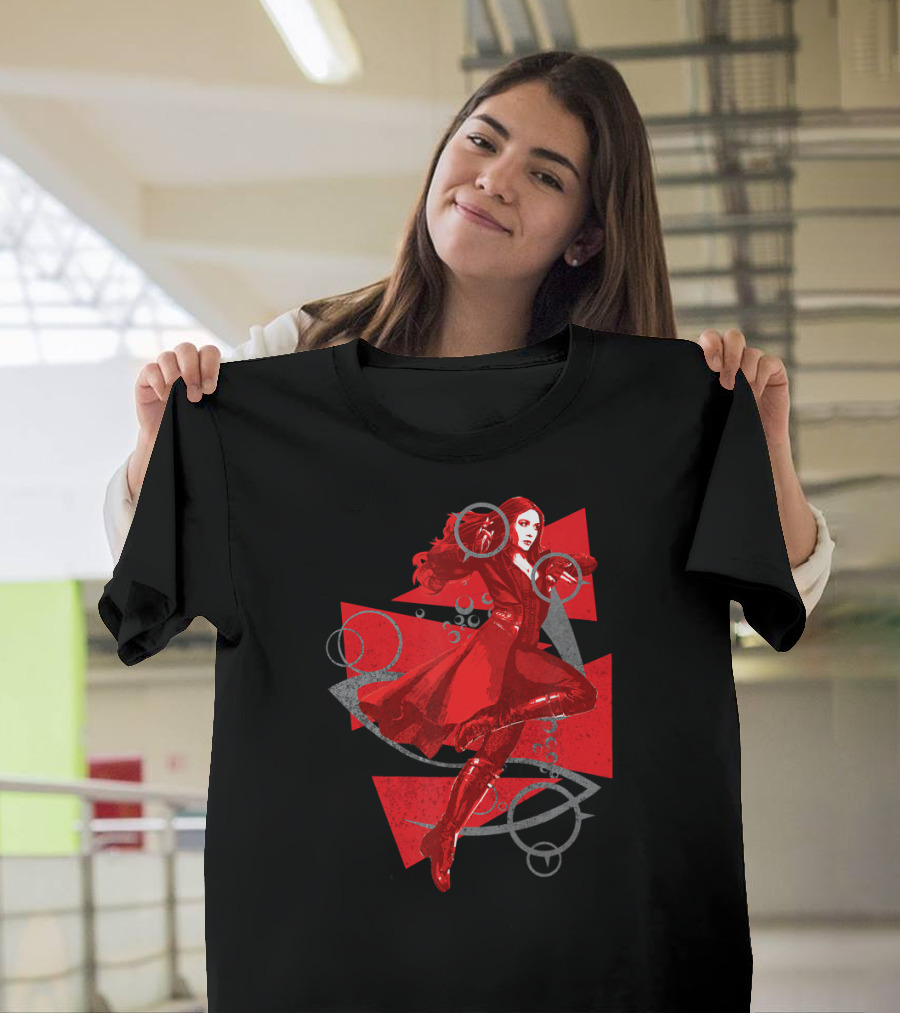 Marvel Scarlet Witch Wanda Maximoff Red Costume Action Pose T-Shirt