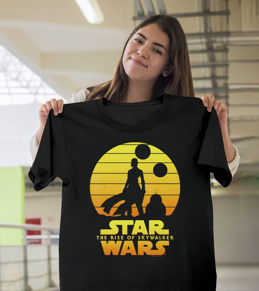 Star Wars The Rise Of Skywalker Rey BB Silhouette Sunset Scene T-Shirt