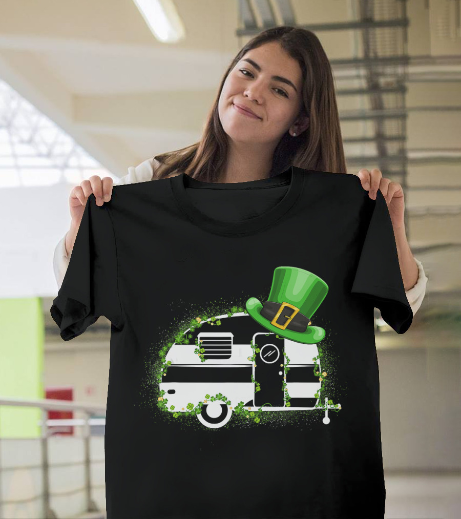 St Patrick's Day Leprechaun Hat Camper Van Adventure T-Shirt