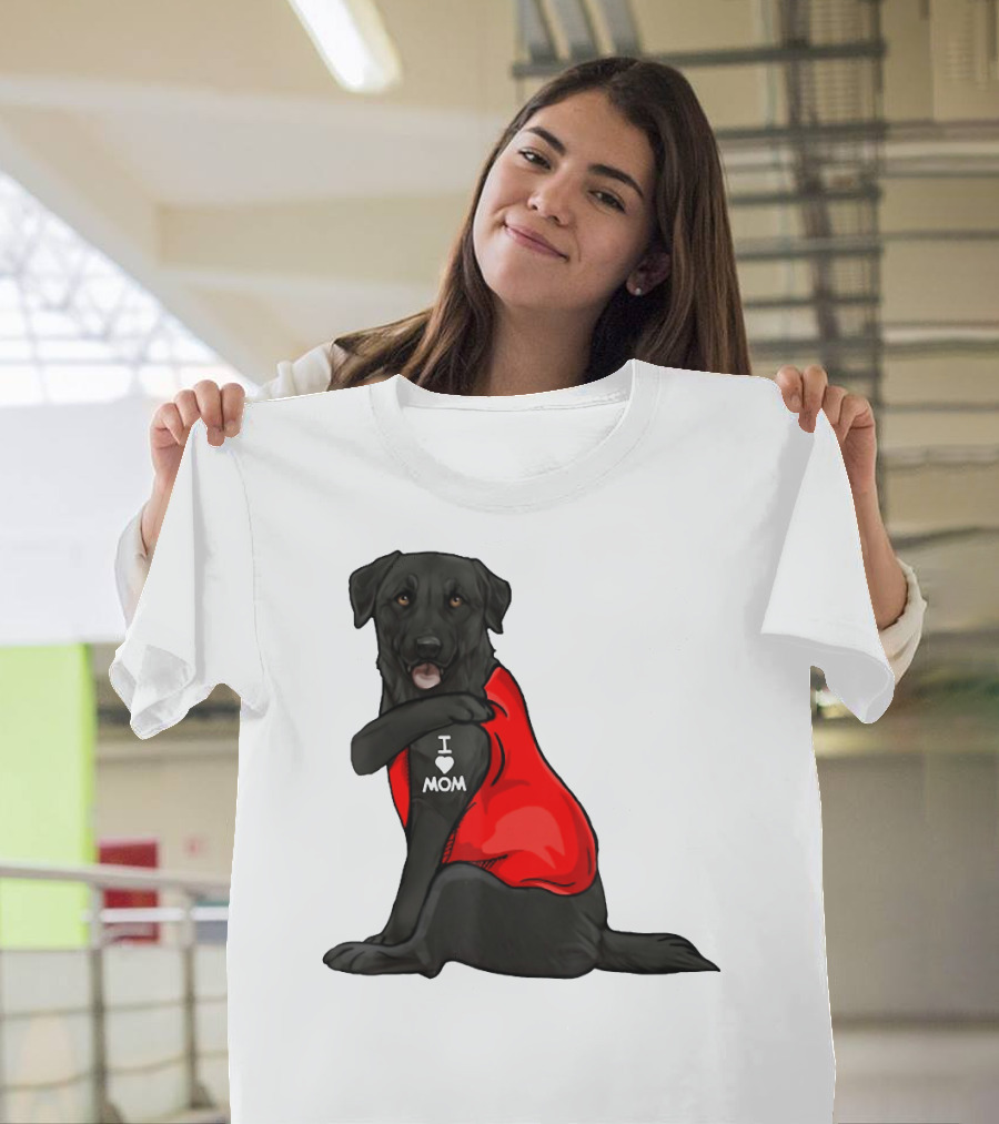 I Love Mom Funny Labrador Retriever Dog Tattoo Red T-Shirt