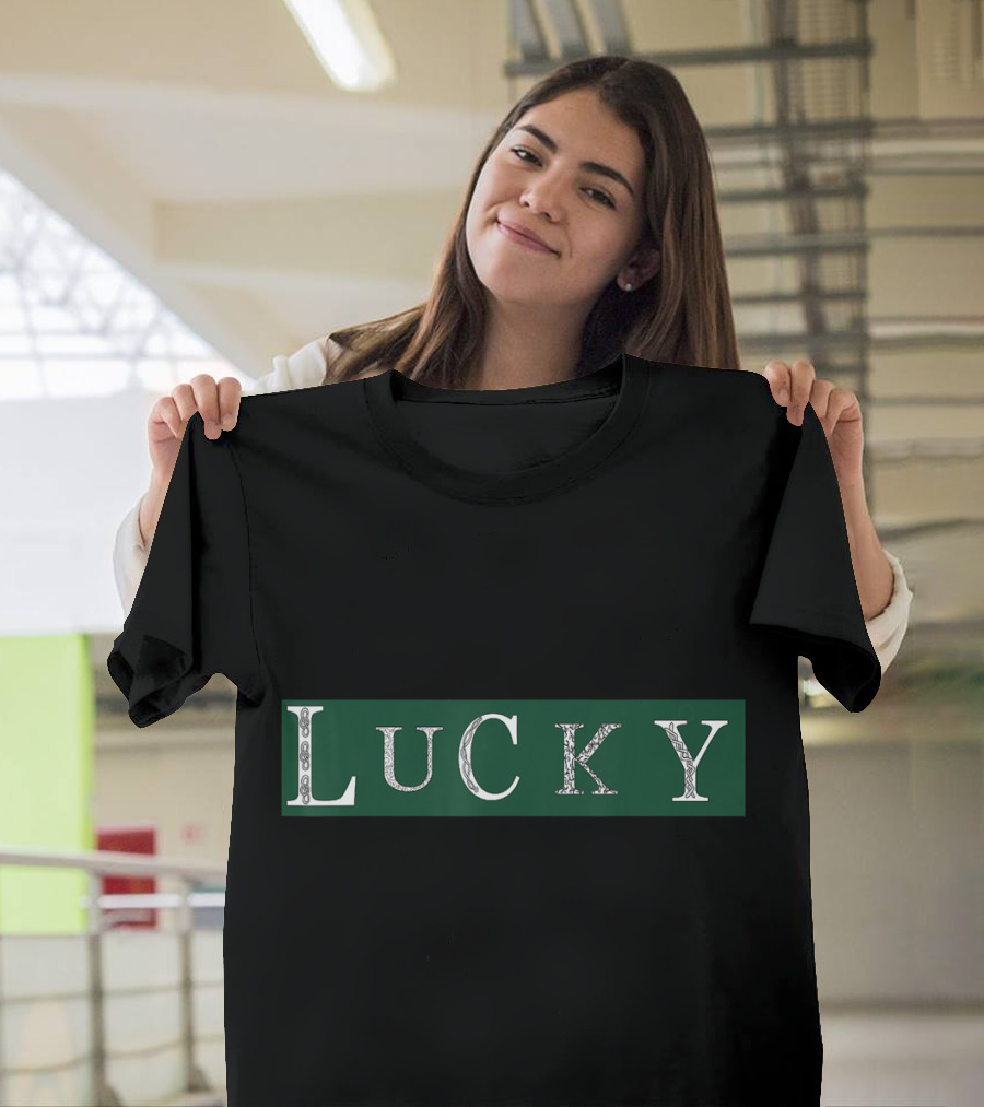 Lucky Celtic Irish Style Text Green T-Shirt