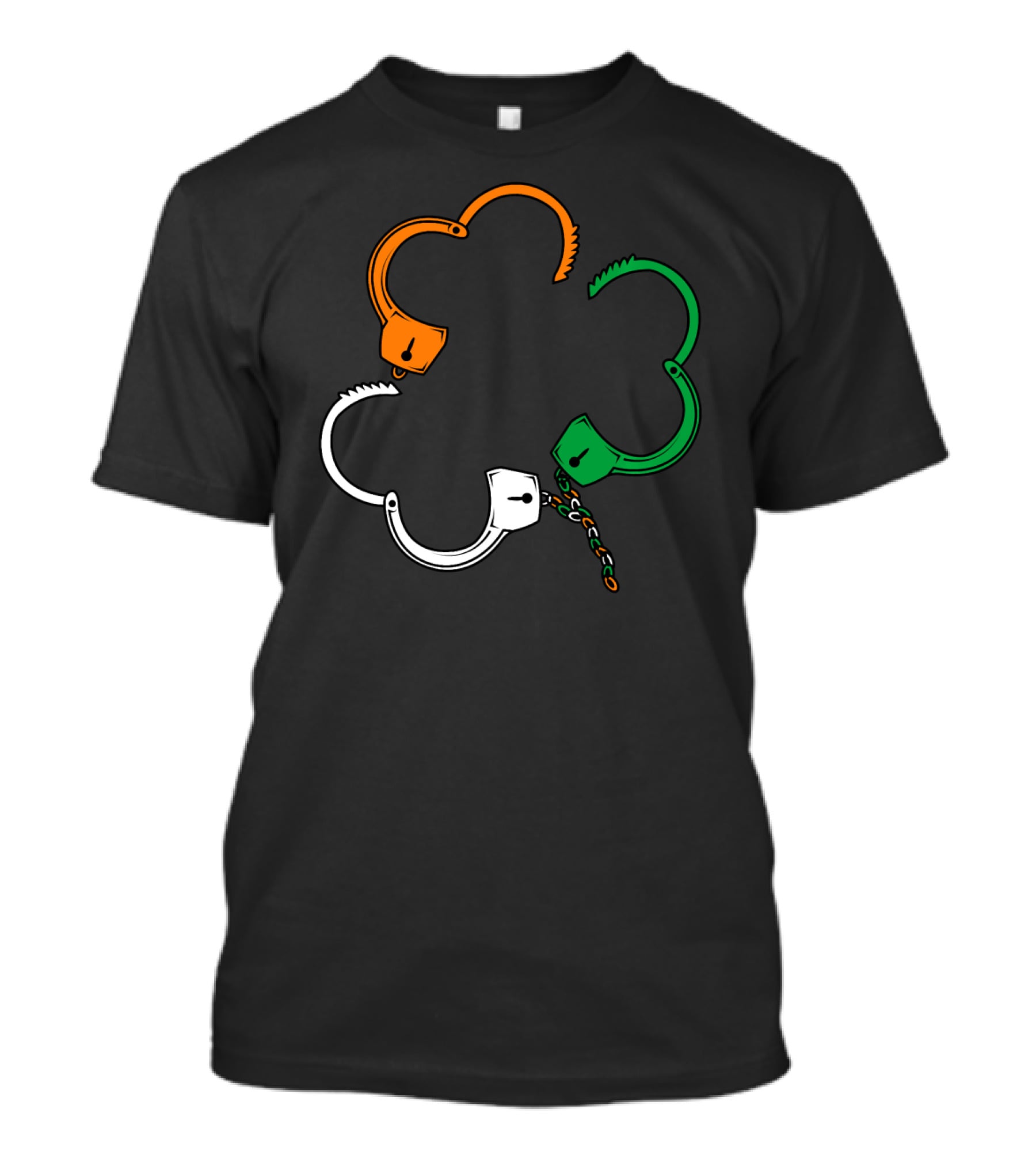 St Patricks Day Irish Flag Handcuffs Clover Police Officer T-Shirt