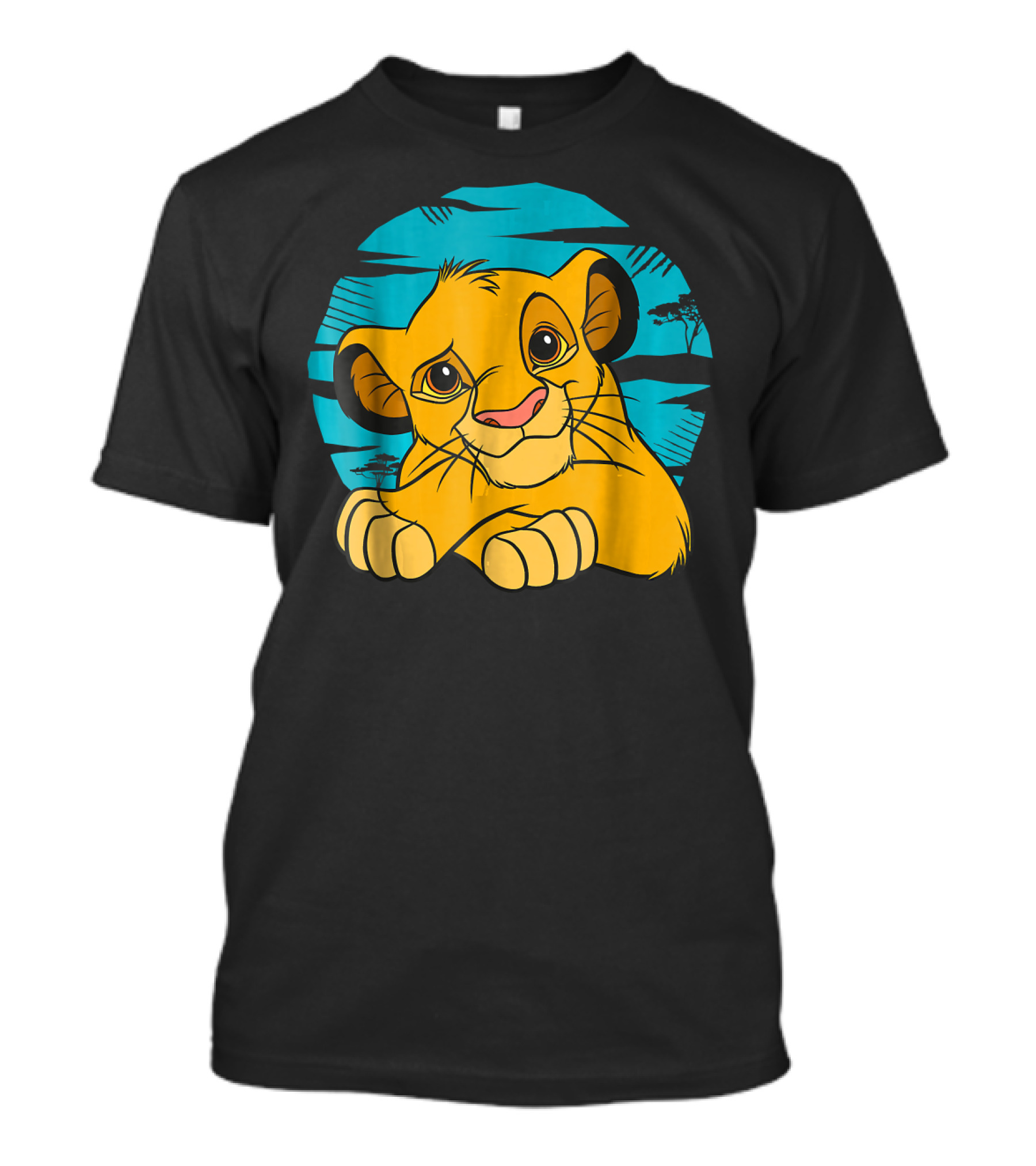 Disney The Lion King Young Simba Resting 90s Style Blue Background T-Shirt
