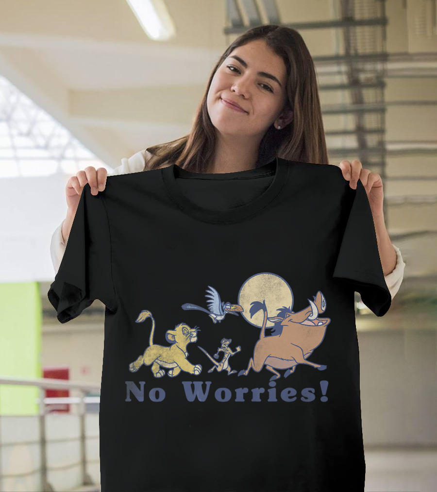 Disney Lion King No Worries Vintage Simba Timon Pumbaa Zazu Moon T-Shirt