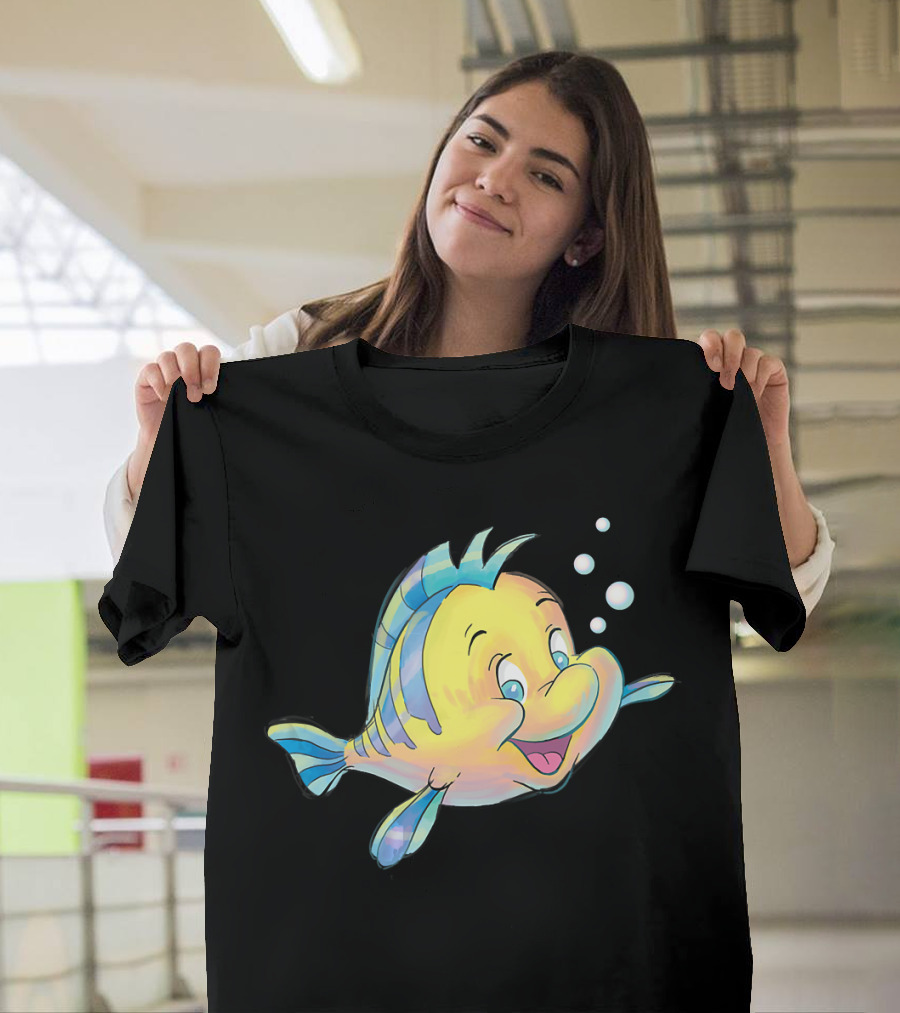 Disney The Little Mermaid Flounder And Bubbles T-Shirt