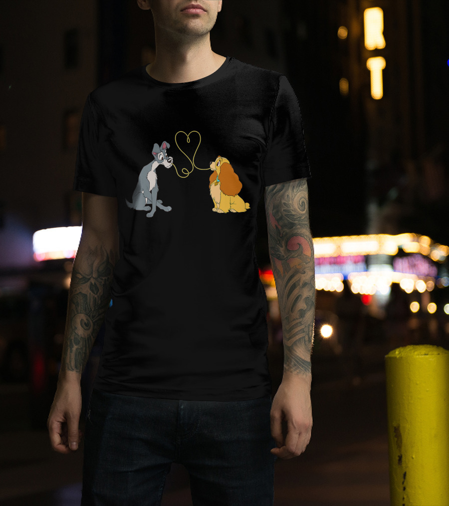 Disney Lady And The Tramp Bella Notte Spaghetti Heart Scene T-Shirt