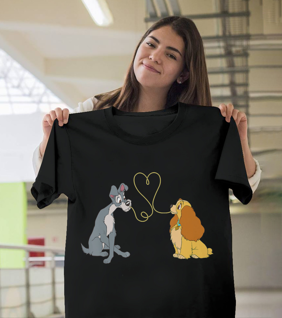 Disney Lady And The Tramp Bella Notte Spaghetti Heart Scene T-Shirt