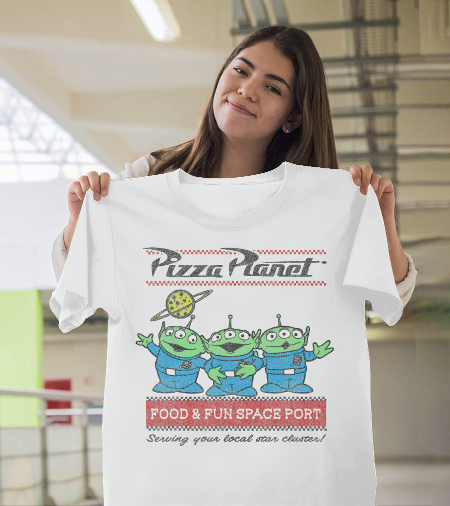 Pizza Planet Aliens Toy Story Food and Fun Space Port Disney Pixar T-Shirt
