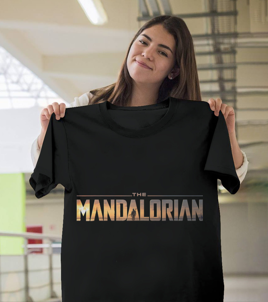 The Mandalorian Star Wars Series Iconic Text Sunset T-Shirt