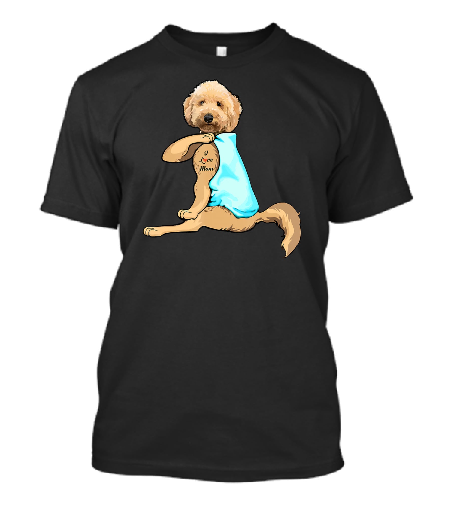 Funny Dog Goldendoodle I Love Mom Tattoo T-Shirt