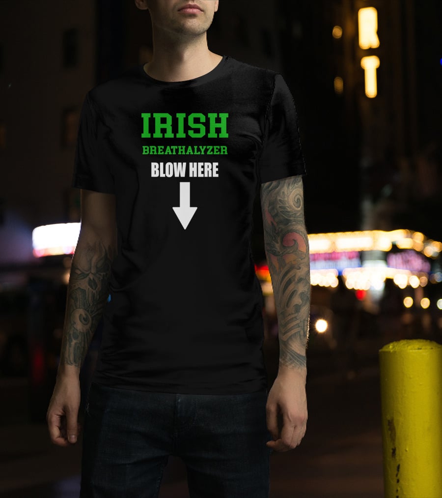 Irish Breathalyzer Blow Here St. Patrick's Day Arrow T-Shirt