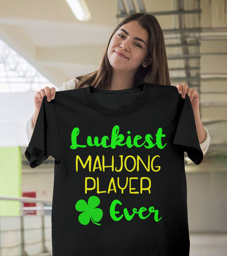 Luckiest Mahjong Player Ever St Patrick's Day Irish Clover T-Shirt