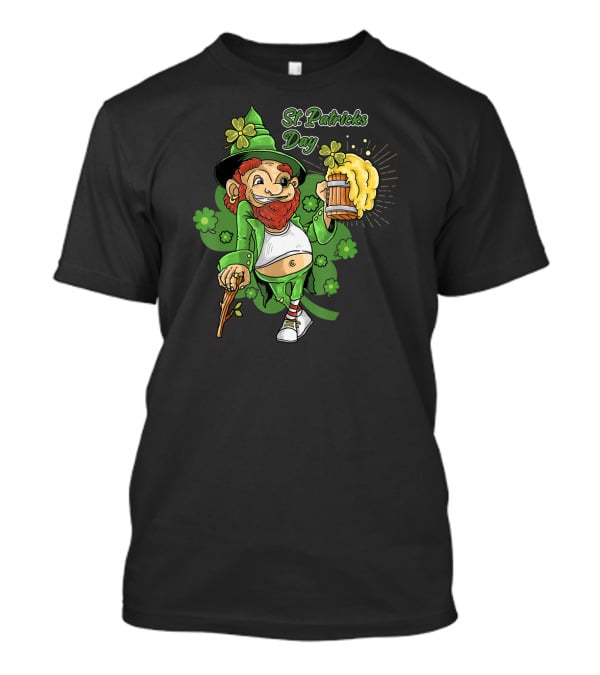 St Patricks Day Lucky Irish Leprechaun With Beer And Shamrocks T-Shirt