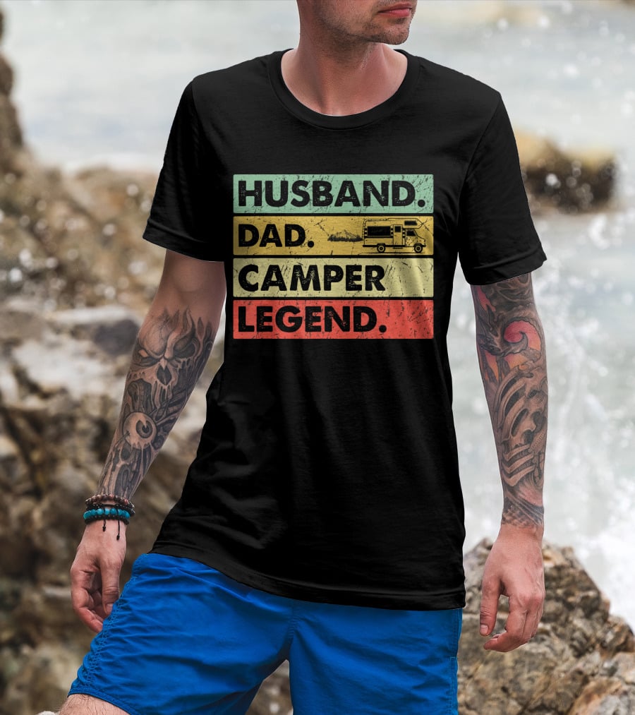 Husband Dad Camper Legend Vintage Retro Camping RV T-Shirt