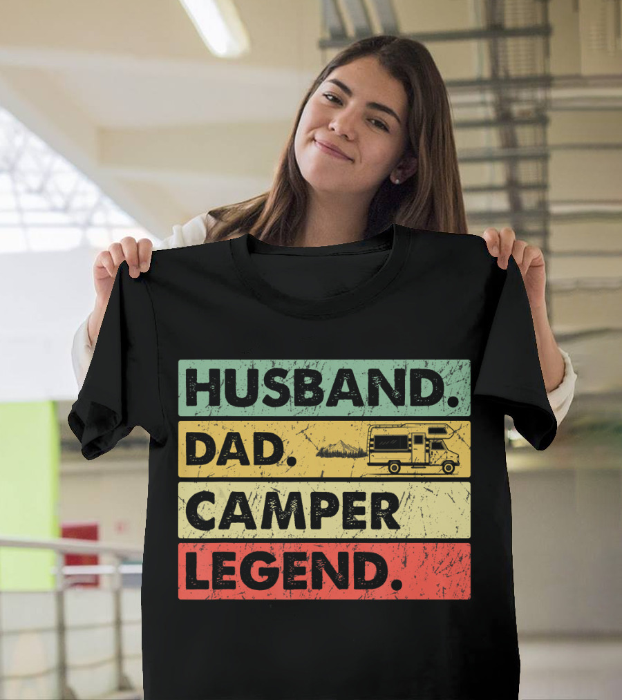Husband Dad Camper Legend Vintage Retro Camping RV T-Shirt