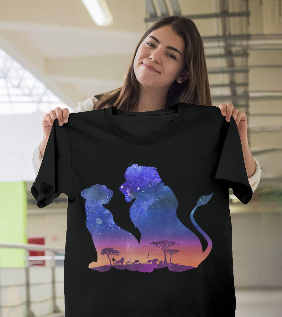 Disney The Lion King Simba And Nala Starry Savannah Silhouette Scene T-Shirt