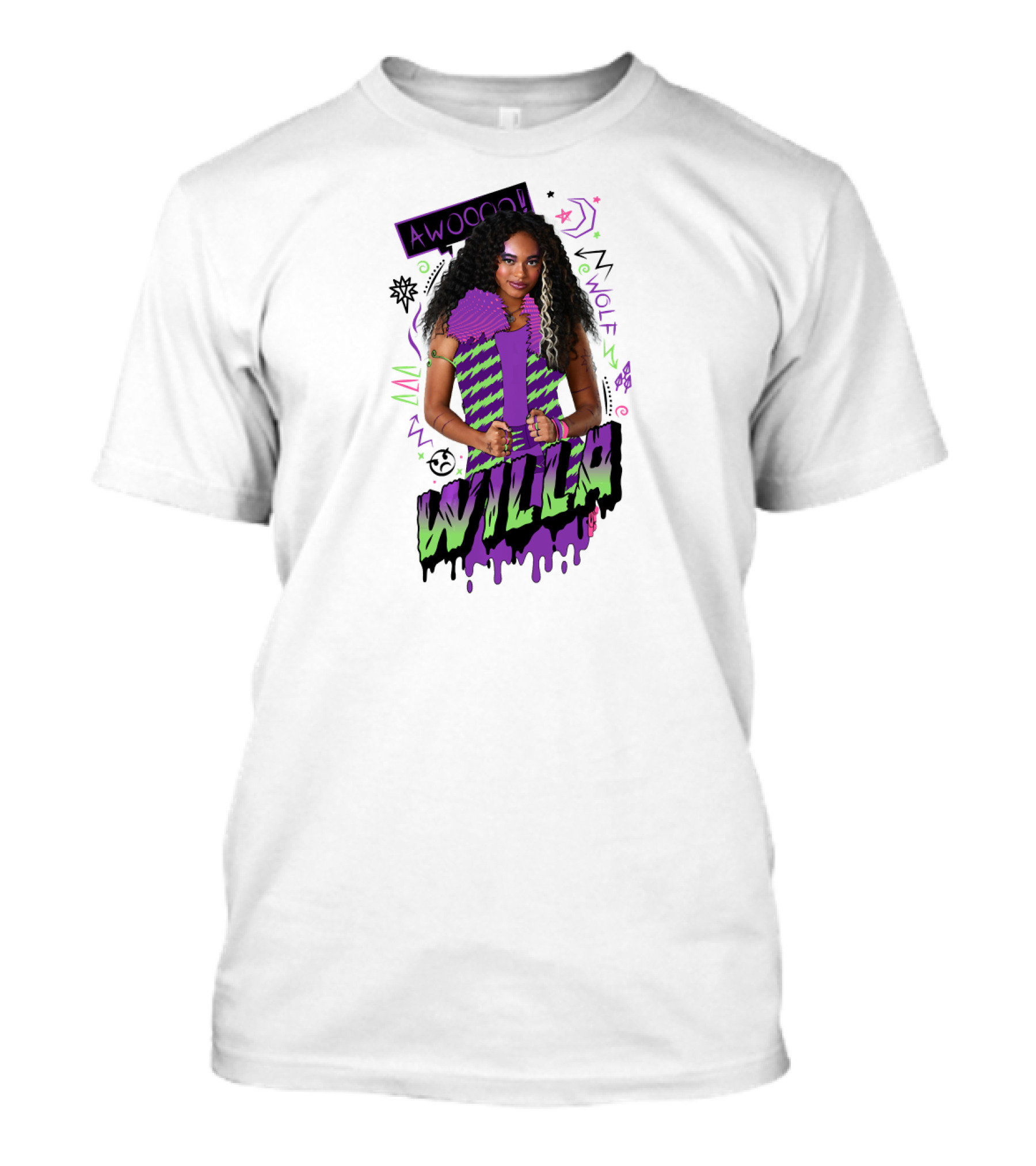 Disney Zombies 2 Willa Wolf Awooo Neon T-Shirt