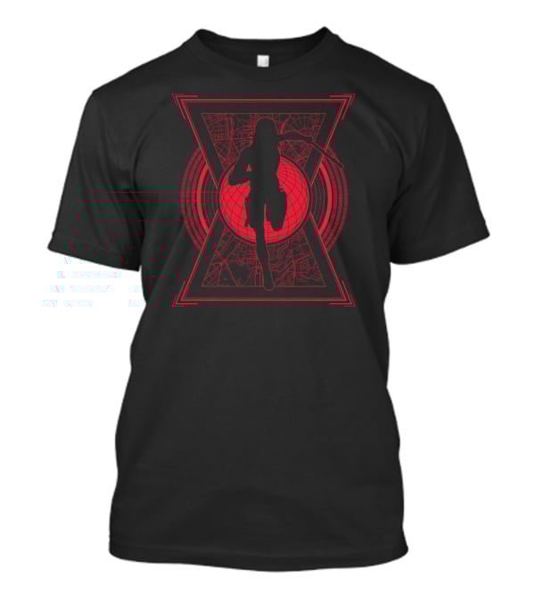 Marvel Black Widow Movie Natasha Romanoff Silhouette Red Hourglass Map T-Shirt
