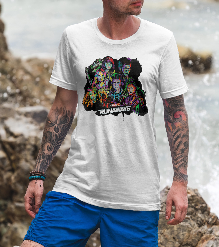 Marvel Runaways Vibrant Character Portraits Group Shot T-Shirt