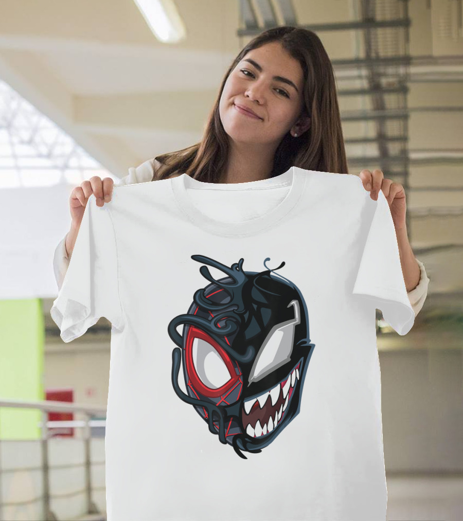 Marvel Maximum Venom Spider-Man Miles Morales Half Venom Face T-Shirt