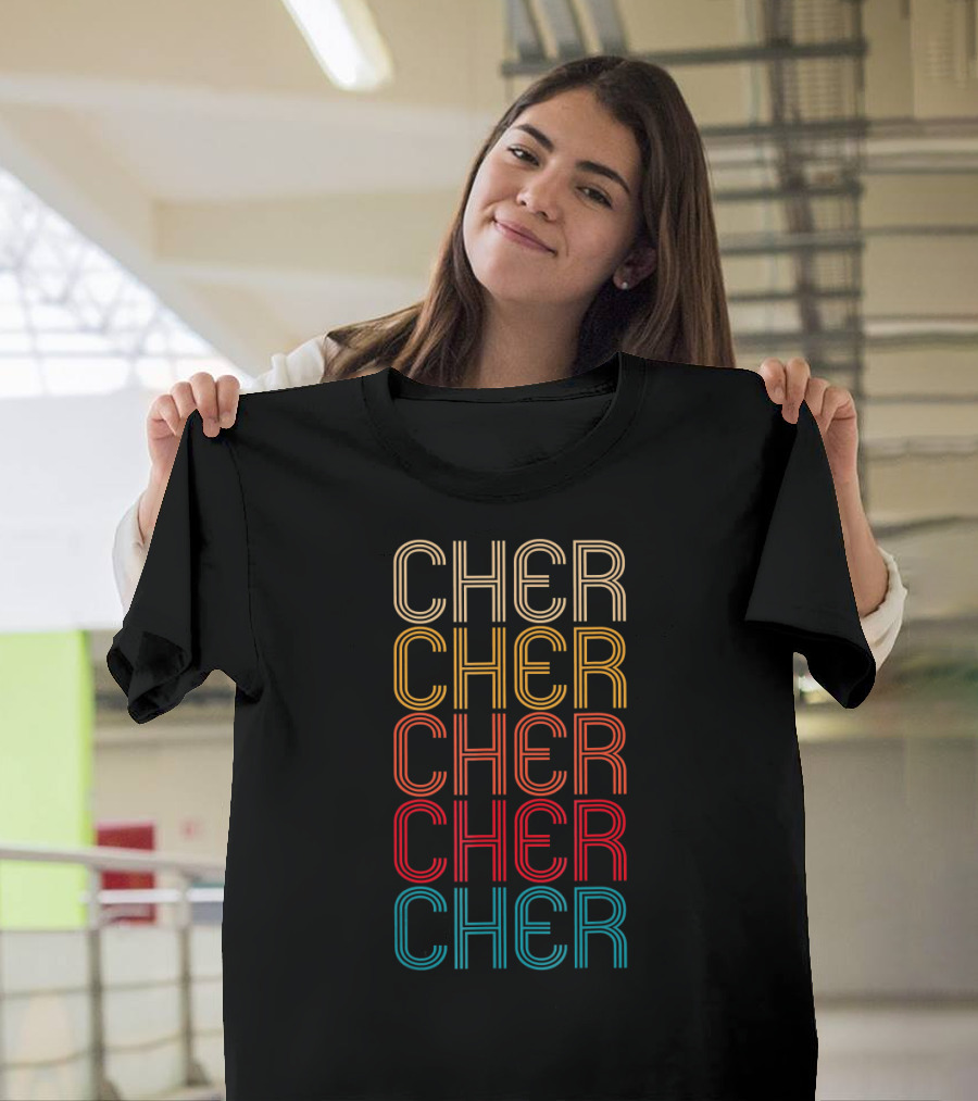 Cher Vintage Style Retro Vibe Multicolor Lines T-Shirt