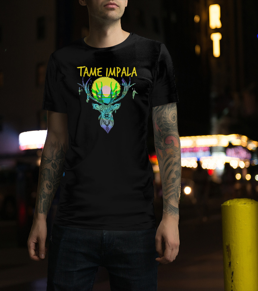 Tame Impala Deer Antlers Sunburst Psychedelic T-Shirt