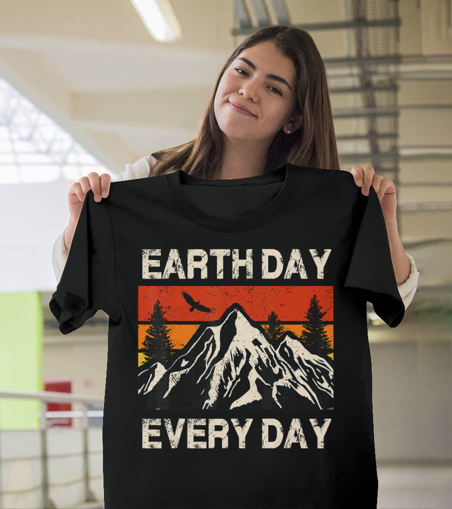 EARTH DAY EVERY DAY Mountain Sunset Forest Eagle T-Shirt