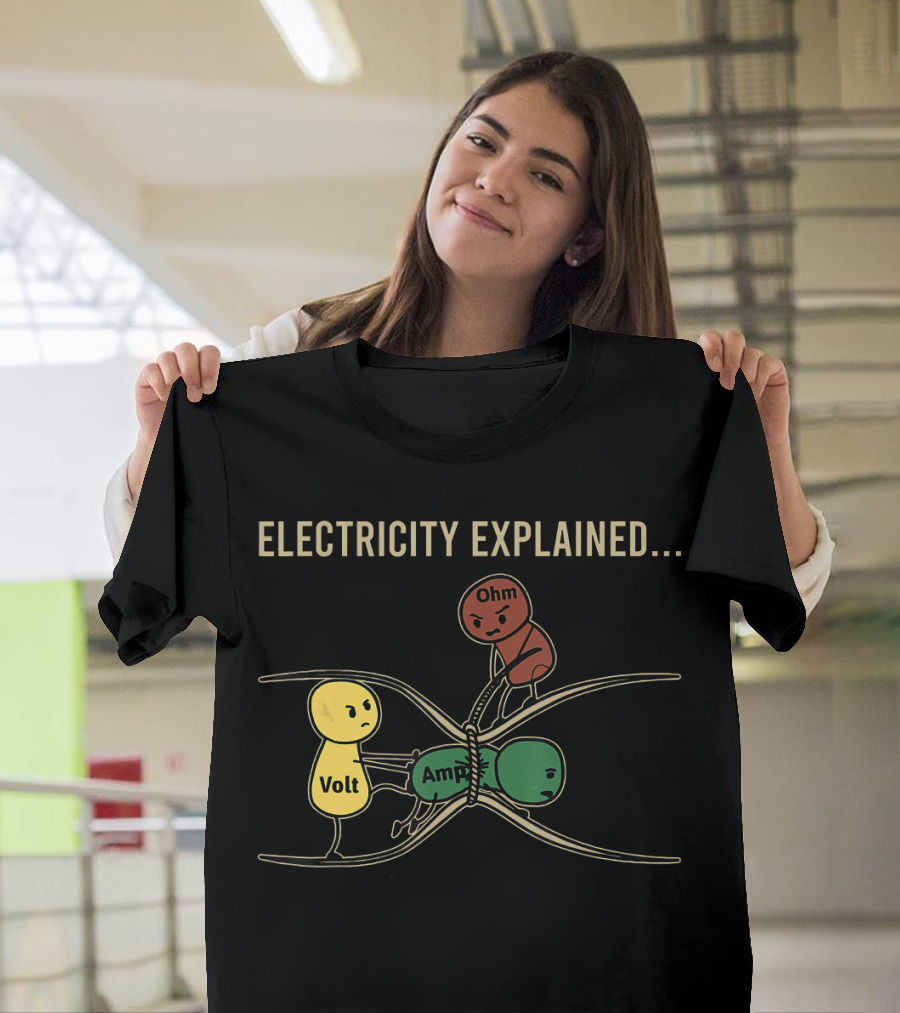 Electricity Explained Volt Amp Ohm Characters Interaction T-Shirt