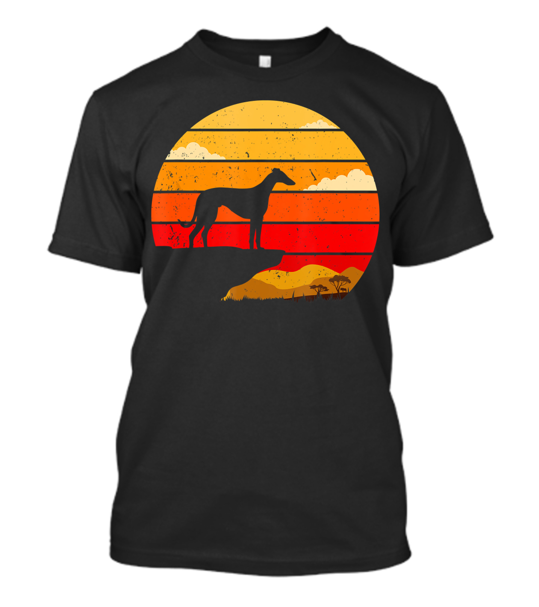 Vintage Italian Greyhound Silhouette Scenic Sunset T-Shirt