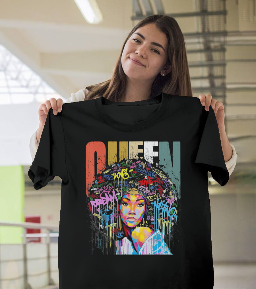 Queen African American Educated Strong Graffiti T-Shirt