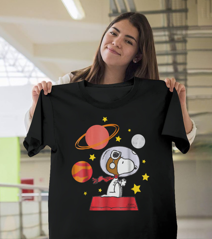 Peanuts Snoopy Astronaut With Planets And Stars T-Shirt