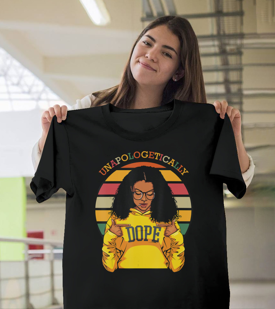 Unapologetically Dope Afro Pride Black History Month Retro Stripes T-Shirt