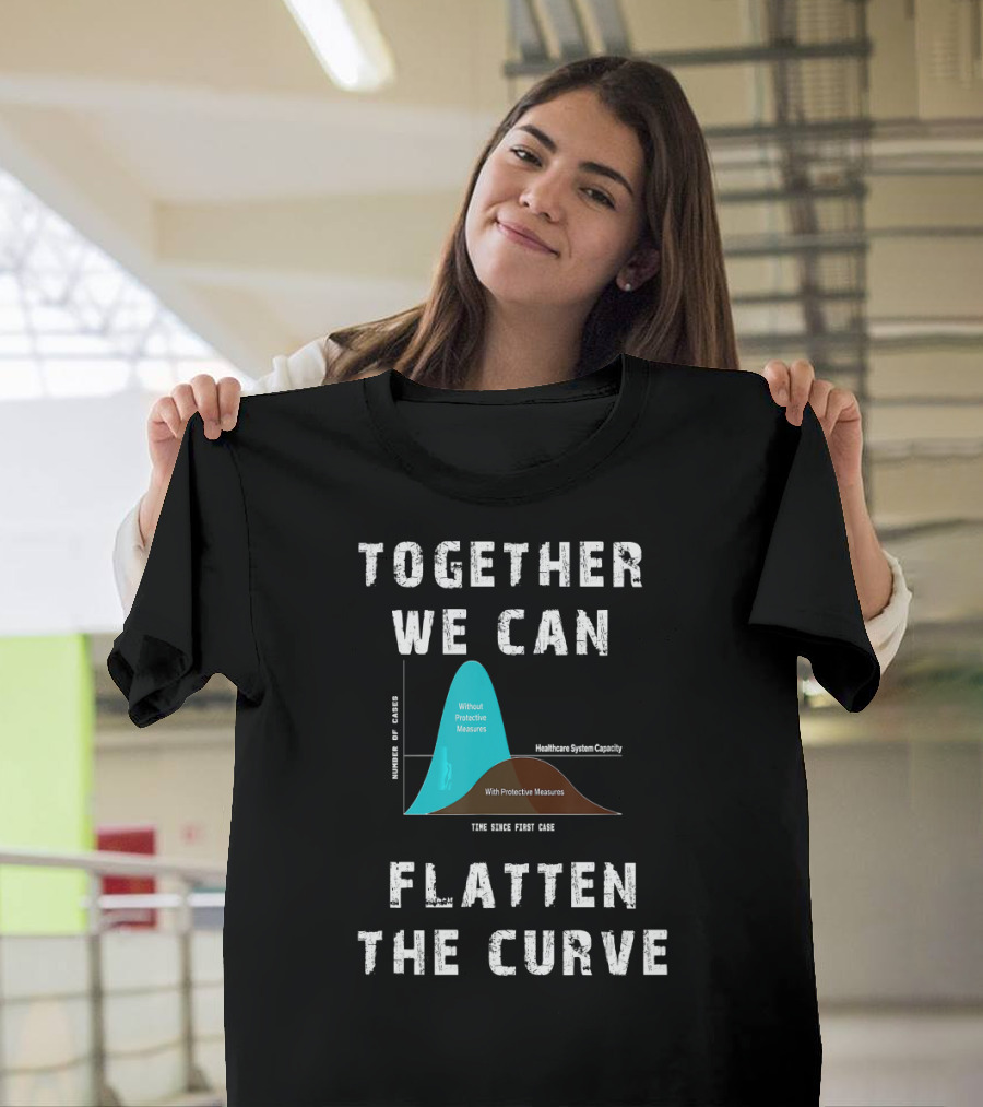 Together We Can Flatten the Curve with Protective Measures Graph T-Shirt