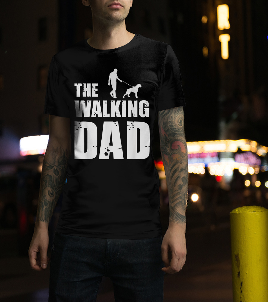 The Walking Dad Boxer Dog Silhouette Walking Man And Dog T-Shirt