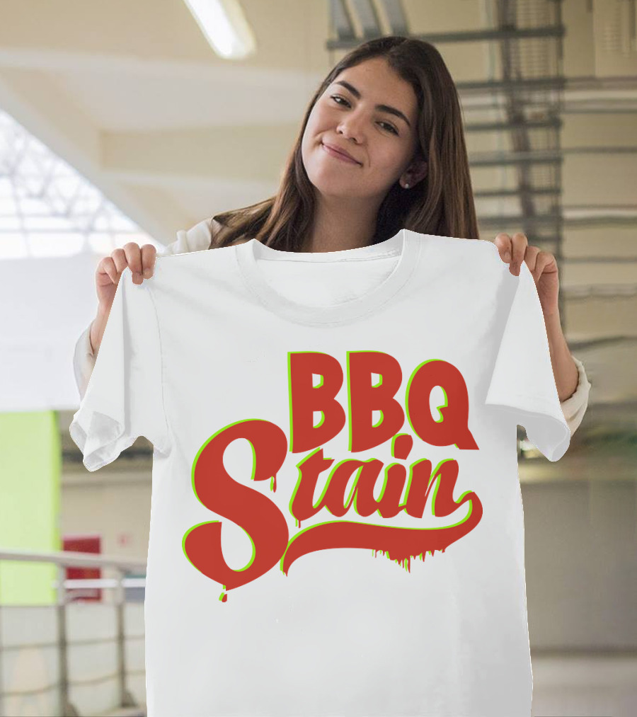 BBQ Stain Dripping Font Bold Red Green Outline T-Shirt