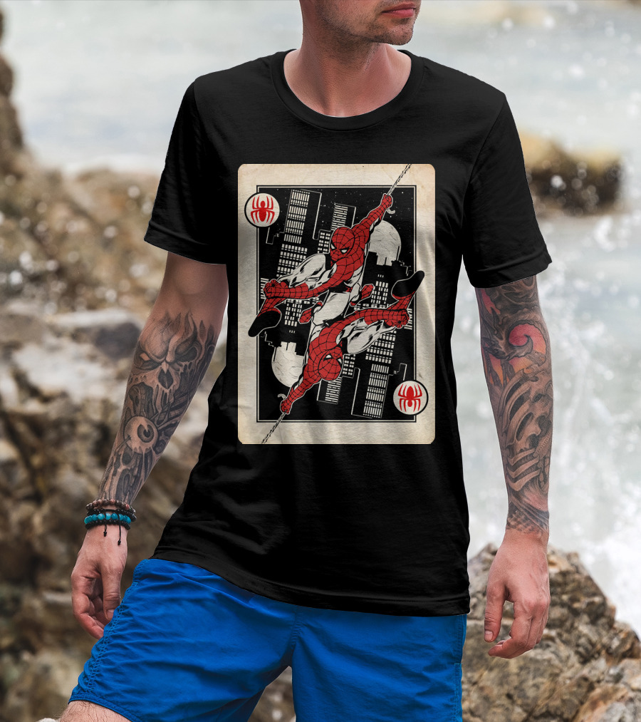 Marvel Spider-Man Ace Of Spades Card T-Shirt