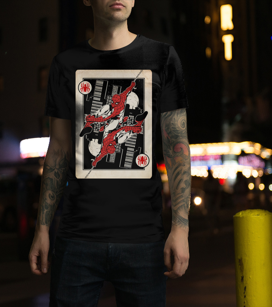 Marvel Spider-Man Ace Of Spades Card T-Shirt