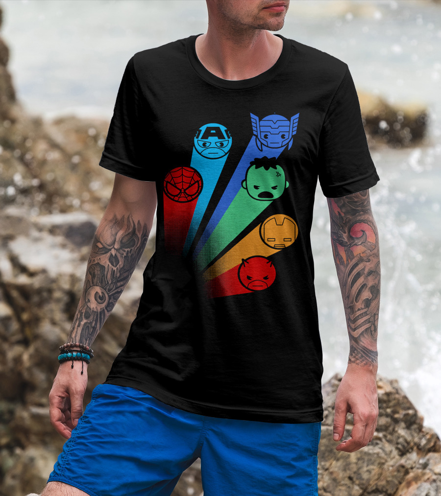 Marvel Avengers Captain America Thor Spider-Man Hulk Iron Man Daredevil Signals T-Shirt